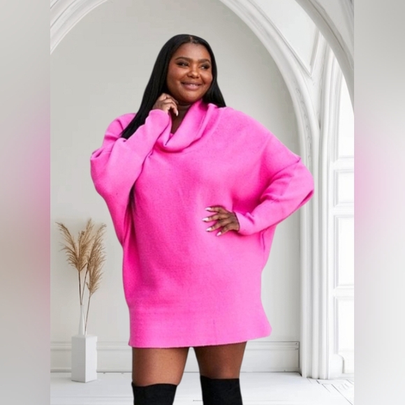 DAVI & DANI Dresses & Skirts - DAVI & DANI Vibrant Pink Cowl Neck Mini Dress Plus Size 3XL NWT